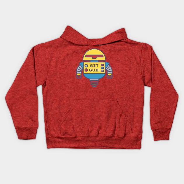 GIT GUD classic robot Kids Hoodie by Red_Flare_Art